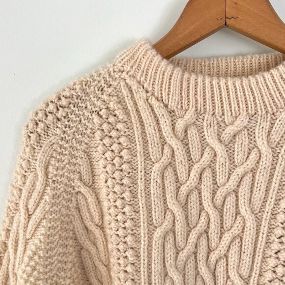 Hand Knit Wool Fisherman Sweater - Picture 3 of 5